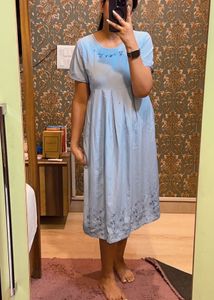 Korean Label Zhong Hao Medium Blue Casual Dress