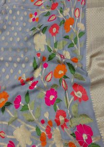 Grey Floral Banarasi Saree