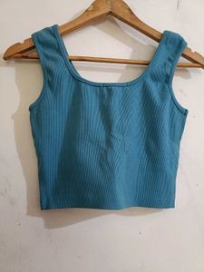 Teal Blue Ribbed Top