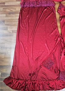 6 Piece Maroon Lingerie Set