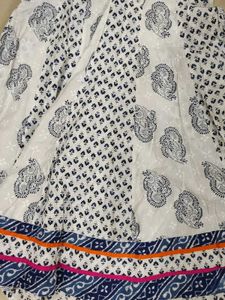 White &amp; Blue Paisley Anarkali Kurti