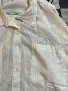 Next Ivory Metallic Stripe Shirt