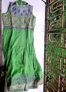 PARROT green ANARKALI salwar Suit Set