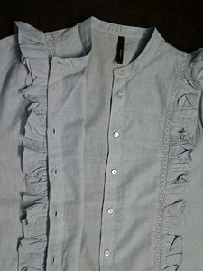 Light Blue Ruffle Blouse