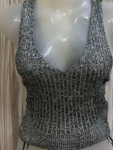 Trendy And Cute Gray Knit Tank Top