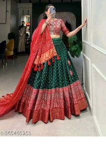 Green & Red Lehenga Choli Set