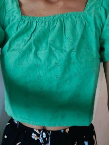 Green Puff Sleeve Top