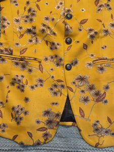 Floral Print Mandarin Collar blazer