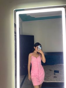 Ruched Pink Mini Dress