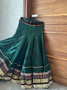 Green Velvet Lehenga Skirt