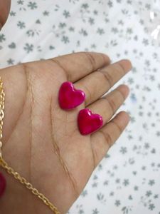 Pink Heart Locket With Studs