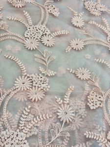 Peach Embroidery Net Sari