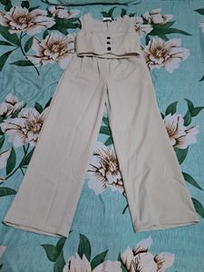 Shein sleeveless Textured waistcoat with wide leg