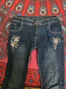 Embroidered Denim Jeans