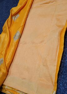Yellow Saree With Attached Blouse