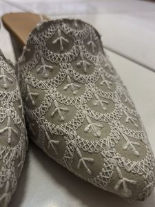 Embroidered Pointed Toe Mules