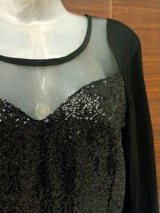 Designer Label Black And Red Sequin Gown