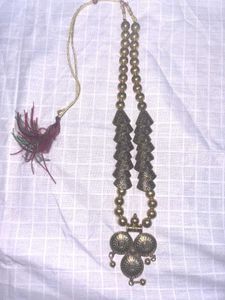 Rajasthani Look Golden Necklace With Earrings