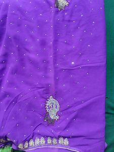 Purple Saree With Bead Work For Women