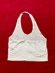 SHEIN White Halter Neck Crop Top / Backless