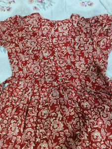 Maroon Rayon Kurta/Frock/Gown