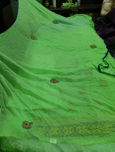 Green Embroidered Dress Material