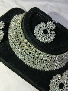 Silver Jewellery Set With American diamond