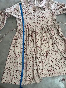 Heart Print Ruffle Collar Dress