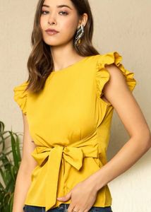 Yellow Ruffle Tie Top