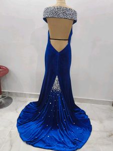 Elegant Blue Velvet Gown