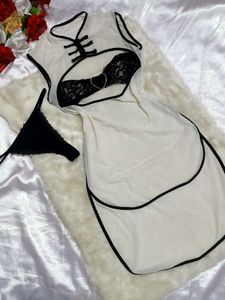 🖤 Cheongsam &amp; White Silk Lingerie🤍