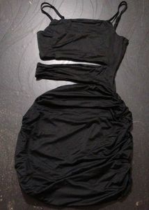 Sleek Black Cutout Bodycon Dress. Size :- M
