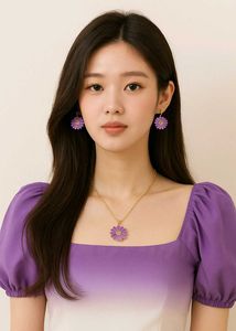 Daisy Pendant Necklace set of 2 charm chain and er