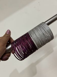 Pink &amp;silver Metal Bangles