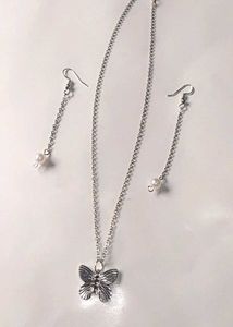Butterfly Pendant Necklace &amp; Earrings