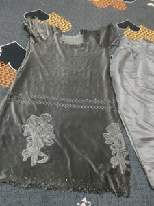 Grey Velvet Kurta Set