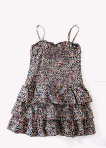 Express Blue Green Yellow Floral Cotton Spaghetti