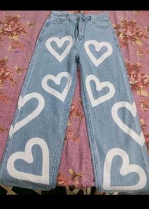 Heart Print Jeans