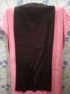 Brown Ribbed Bodycon Skirt