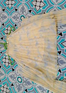 Yellow Floral Pleated Dress