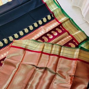 Gorgeous Black Saree With Ganga Jamuna Border