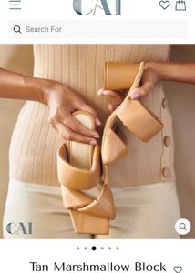 Tan Block Heel Mules