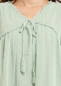 Mint Green Tie-Front Peplum Blouse