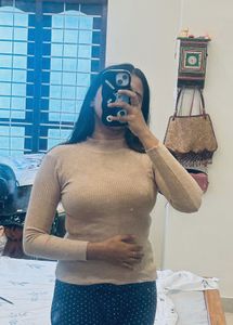 Ribbed Knit Mock Neck Top