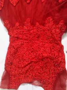 bright red ball gown with flares