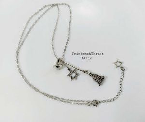Witch&#39;s hat/broom Charm Necklace