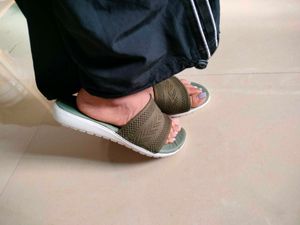 Sage Green Woven Slide Sandals