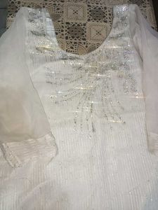 light grey colour salwar kameez and dupatta