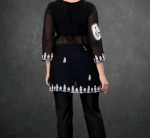 Purple Embroidered Tunic Top