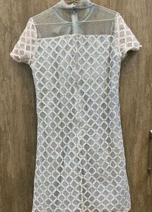 Powder Blue Elegance Mesh Lace Dress